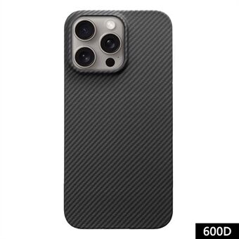 Voor iPhone 15 Pro Max mobiele telefoonhoesjes met koolstofvezel textuur en aramidevezel cover (grote opening voor de achterste lens) - Zwart