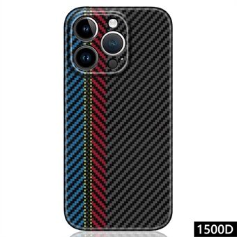 Voor de iPhone 15 Pro Max telefoonhoes in de kleur Stripe Aramid Fiber Anti-fingerprint Cover (met een nauwkeurige lensuitsnijding).