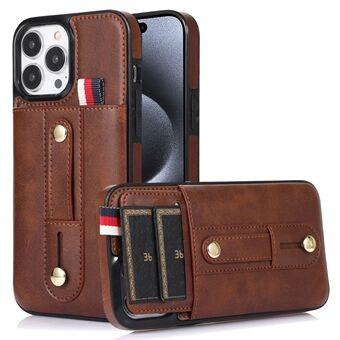 Voor iPhone 15 Pro Max mobiele telefoonhoesje Retro PU-lederen gecoate TPU-cover met kaartsleuven.