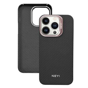 KEYI voor iPhone 15 Pro Max hoesje 600D Fijne Textuur Aramidevezel Mobiele Cover Beschermer - Zwart