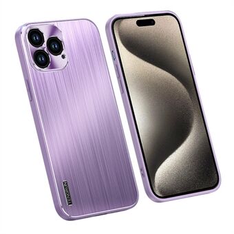 Voor iPhone 15 Pro Max hoesje met valbescherming, geborsteld TPU + metalen beschermende achterkant.