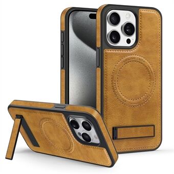 Voor iPhone 15 Pro Max Magnetische Telefoonhoes PU Lederen Coating TPU + PC Standaard Beschermhoes