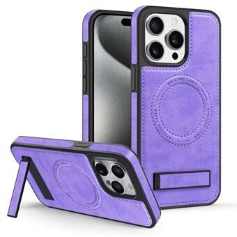 Voor de iPhone 15 Pro Max Magnetisch Telefoonhoesje PU Lederen Coating TPU + PC Standaard Beschermhoes