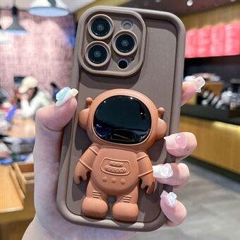 Voor iPhone 15 Pro Max Telefoonhoesje van Siliconen met schattige astronaut-kickstand.