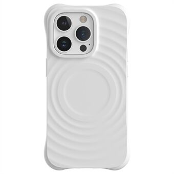 Voor de iPhone 15 Pro Max hoes 3D Ripple Textuur Compatibel met MagSafe PC+Vloeibaar Silicone Telefoonhoesje