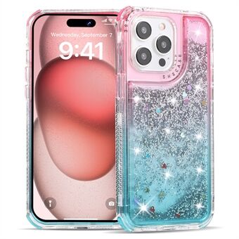 Voor iPhone 15 Pro Max hoesje Quicksand Vloeistof Drijvend Anti Slip TPU+PC Slimme Telefoonhoesje
