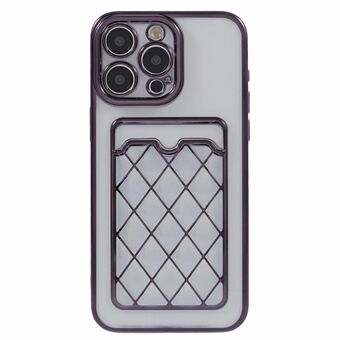 JJ Series voor iPhone 15 Pro Max TPU Hoesje met Lasergravure en Elektroplated Kaartsleuf Achterkant Case