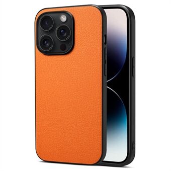 Voor iPhone 15 Pro Max Kalfsleer Textuur Hoesje Schokbestendige PC+TPU+PU Leren Telefoon Achterkant Hoesje