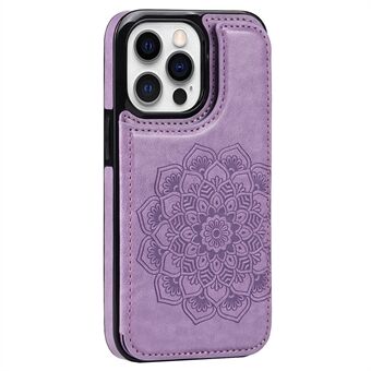 Voor de iPhone 15 Pro Max Telefoonhoesje met Mandala-afbeelding, gemaakt van PU-leer en TPU-materiaal.