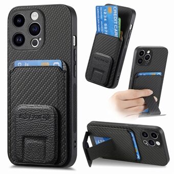 C1-11 voor iPhone 15 Pro Max Kickstand Hoesje Telefoonhoesje met Carbon Fiber Textuur