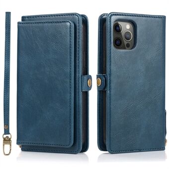 Voor iPhone 15 Pro Max telefoonhoesje met afneembare strap en 2-in-1 portemonnee TPU+PU cover.