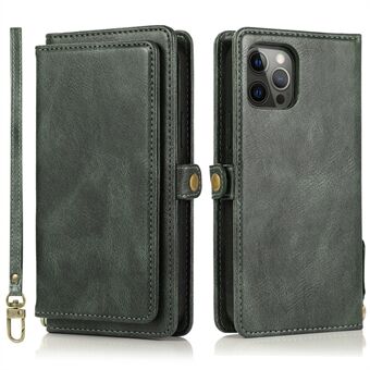 Voor iPhone 15 Pro Max telefoonhoesje met afneembare riem 2-in-1 portemonnee TPU+PU cover.