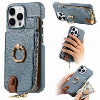 Y3 RFID-blokkerende hoes voor iPhone 15 Pro Max met kaartsleuven, telefoonhoesje met ringhouder en kickstand.