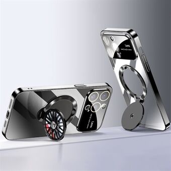 VOERO Voor iPhone 15 Pro Max Kickstand PC Hoesje Elektroplating Dunne Telefoonhoes