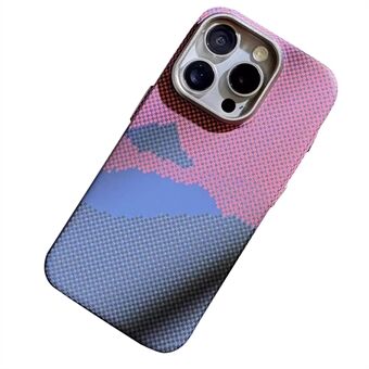 Voor iPhone 15 Pro Max PC Case Carbon Fiber Texture Telefoonhoesje Geschikt voor MagSafe