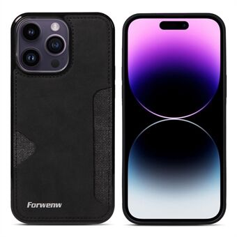 FORWENW F5 Serie voor iPhone 15 Pro Max hoesje van leer+TPU met kaarthouder