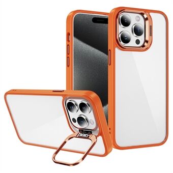 Voor iPhone 15 Pro Max hoesje met lens frame, standaard en TPU+acryl antislip telefoonhoesje.