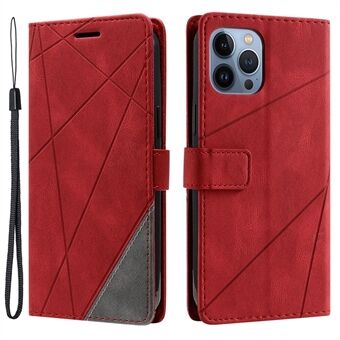 Voor de iPhone 15 Pro Max Magnetische telefoonhoes Skin-touch lederen omslag met splicing-ontwerp