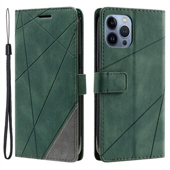 Voor iPhone 15 Pro Max Magnetische Telefoonhoes Skin-touch Lederen Cover met Splicing Ontwerp