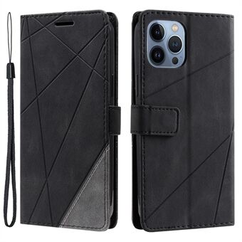 Voor iPhone 15 Pro Max Magnetische Telefoonhoes Skin-touch Leren Cover met Splicing Design