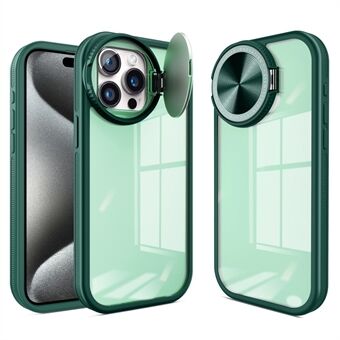 Voor iPhone 15 Pro Max-hoesje met PC + TPU Spiegeltelefoonhoesje met lensbeschermer en kickstand