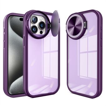 Voor iPhone 15 Pro Max hoesje PC + TPU spiegel telefoonhoes met lensbescherming en standaard