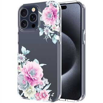 Voor iPhone 15 Pro Max hoesje Kristalhelder TPU Slim-Fit Telefoonhoesje met Bloemenpatroon