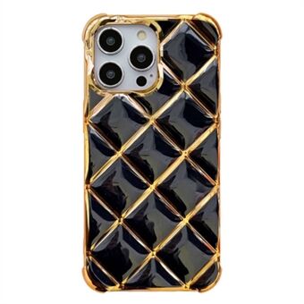 Voor de iPhone 15 Pro Max hoes: Elektroplating Zachte TPU Telefoonhoes met Diamantpatroon.