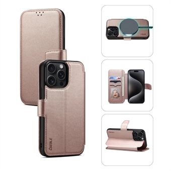 E1 Voor iPhone 15 Pro Max Hoesje Leren Portemonnee Magnetische Smartphone Cover Compatibel met MagSafe