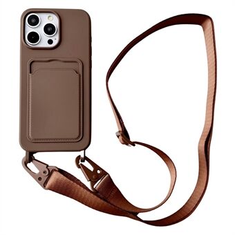 Voor iPhone 15 Pro Max mobiele telefoonhoesjes met valbestendige vloeibare siliconen hoes en brede lanyard.