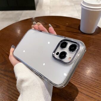Voor iPhone 15 Pro Max hoesje van PC+TPU heldere anti-val telefoonhoes met metalen camerarame