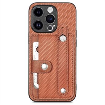 C1-01 Voor iPhone 15 Pro Max Hoesje met koolstofvezel textuur leer + TPU + PC telefoonhoesje met kaarthouder