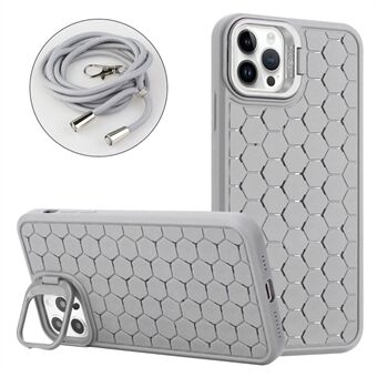 Voor iPhone 15 Pro Max hoesje Zachte TPU-kickstand Telefoonhoes met Lanyard Strap