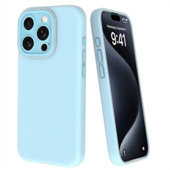 Voor iPhone 15 Pro Max Hoesje Vloeibaar Siliconen Fiber Voering Kussen Textuur Telefoonhoes met Lensfolie