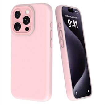 Voor iPhone 15 Pro Max hoesje van vloeibaar siliconen met vezelvoering, kussentje textuur telefoonhoesje met lensfolie.