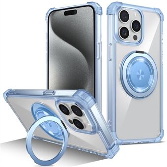 Voor iPhone 15 Pro Max Magnetisch Telefoonhoesje PC+TPU Cover met Ring Kickstand