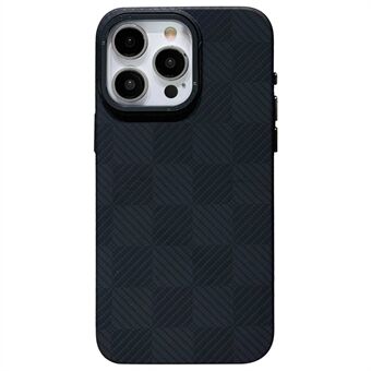 Voor iPhone 15 Pro Max hoesje met rasterpatroon, gemaakt van hard pc-materiaal ter bescherming van de telefoon.