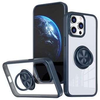 Voor iPhone 15 Pro Max Transparante Hoes met Draaibare Kickstand TPU+PC Anti-val Telefoonhoes