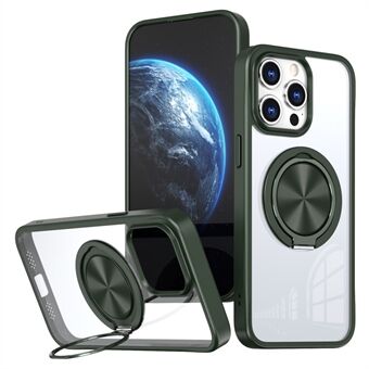 Voor iPhone 15 Pro Max Clear Case met draaibare standaard, TPU+PC anti-val telefoonhoesje met magnetische houder.