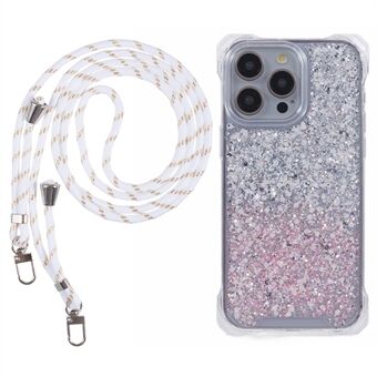 Voor iPhone 15 Pro Max Groothandel Telefoonhoesjes Verloopkleurige TPU+Acryl Telefoonhoes met Strap