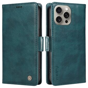 YIKATU YK-007 voor iPhone 15 Pro Max hoesje Litchi textuur lederen portemonnee telefoonhoesje