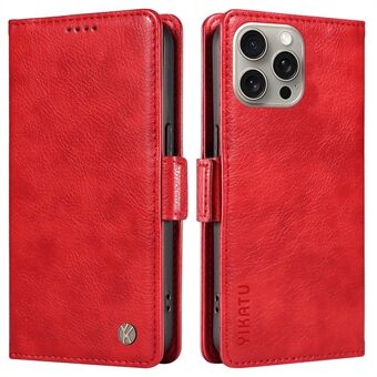 YIKATU YK-007 Voor iPhone 15 Pro Max Hoesje met litchi textuur en lederen portemonnee telefoonhoesje.