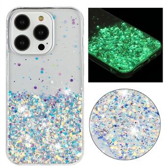 Voor iPhone 15 Pro Max-hoesjes tegen krassen, epoxy glitter sprankelende lichtgevende TPU-telefoonhoes.