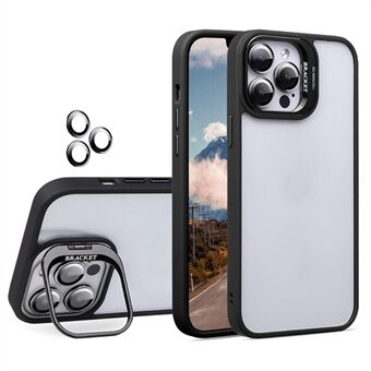 U1 Hoesje voor iPhone 15 Pro Max Transparante Case met Standaard TPU+Acryl Telefoonhoesje met Glas Lens Film