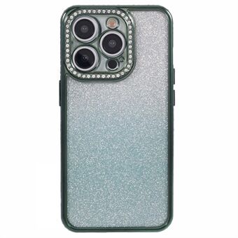 Voor iPhone 15 Pro Max Slanke Hoesje met Rhinestones Versierd Verloop TPU Telefoonhoesje