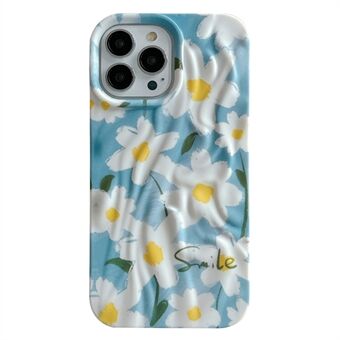 Voor iPhone 15 Pro Max Hoes Water Transfer Printing Plooi Design Luminous TPU Telefoonhoesje