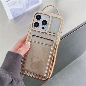 Voor iPhone 15 Pro Max Hoesje Glitter Flexibele TPU Achterkant Telefoonhoesje met Kaartsleuf