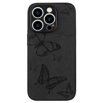 Voor iPhone 15 Pro Max hoesje Retro PU-leer met bloemenpatroon telefoonhoesje