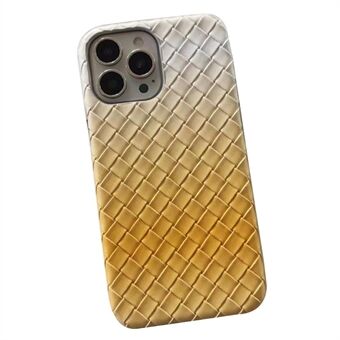 Voor iPhone 15 Pro Max Geweven Textuur PU Leder+PC Telefoonhoes Slanke Verloopkleur Telefoonhoes