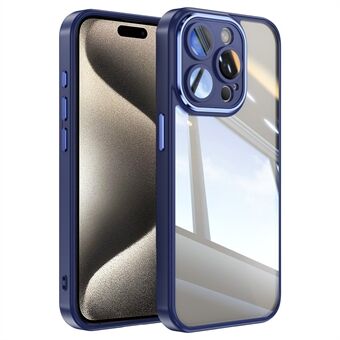 Voor iPhone 15 Pro Max mobiele telefoonhoesjes met camerabescherming, metalen knoppen, TPU + acryl cover.